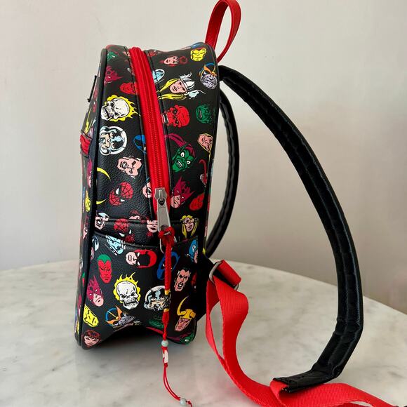 Marvel Funko Mini Black Back Pack Bag with Character's Heads All Over Print - Picture 6 of 10